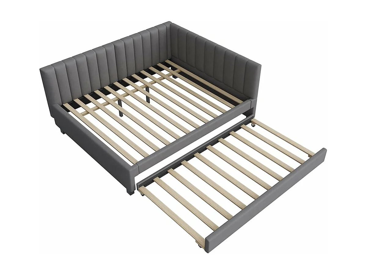 Gestoffeerd bed 140*200, slaapbank, multifunctioneel bed met lattenbodem, grijze fluwelen stof