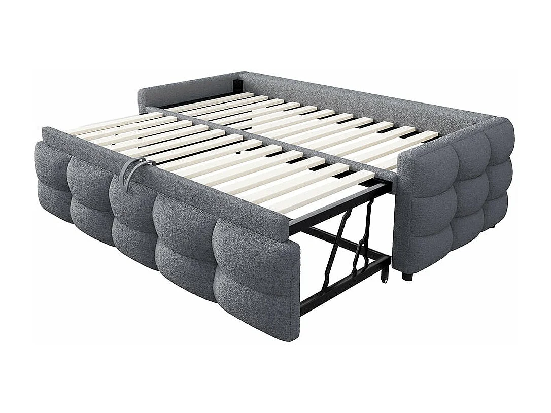 Polsterbett, ausziehbares Schlafsofa, 90/180*190 cm, Futonbett, Teddy-Samtstoff, Doppelbett mit Lattenrost, Multifunktionsbett, grau