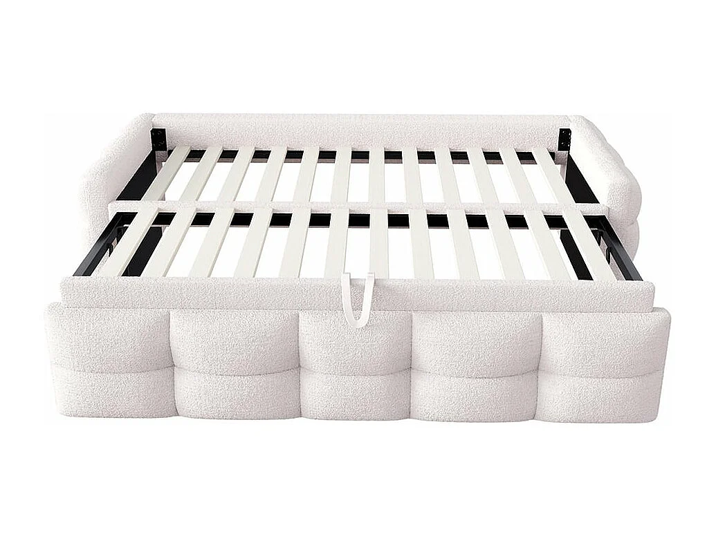 Cama tapizada, sofá cama extensible, 90/180*190 cm, futón cama, tela de peluche de terciopelo, cama doble con somier de láminas, cama multifuncional,Beige