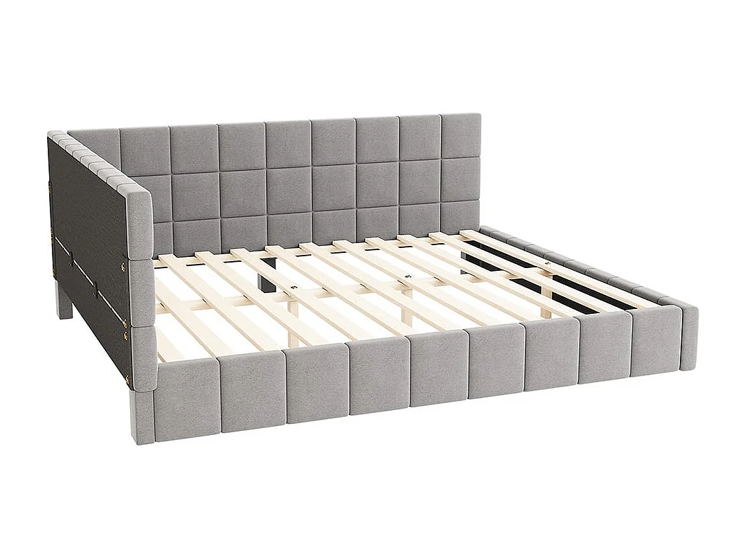 Lit rembourré, canapé-lit 160*200 Lit multifonctionnel avec sommier à lattes, tissu velours doux pour la peau Gris