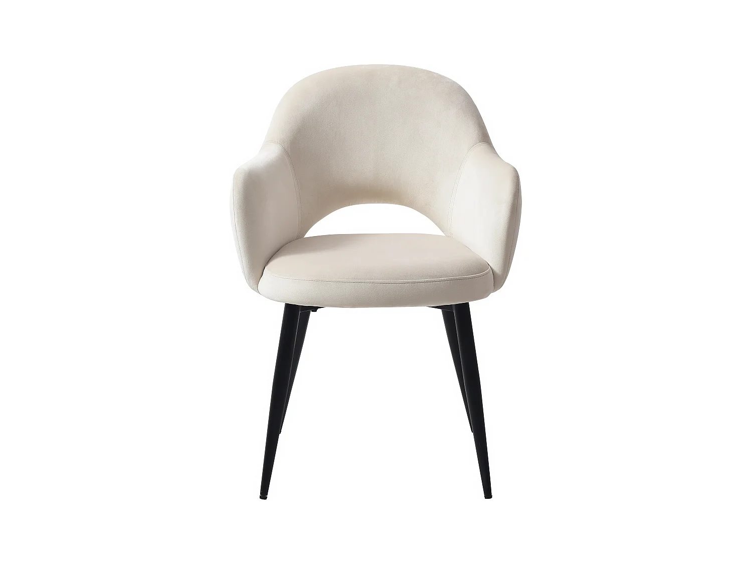Lot de 6 chaises avec accoudoirs en velours et métal noir - Beige - ALSEY de Maison Céphy