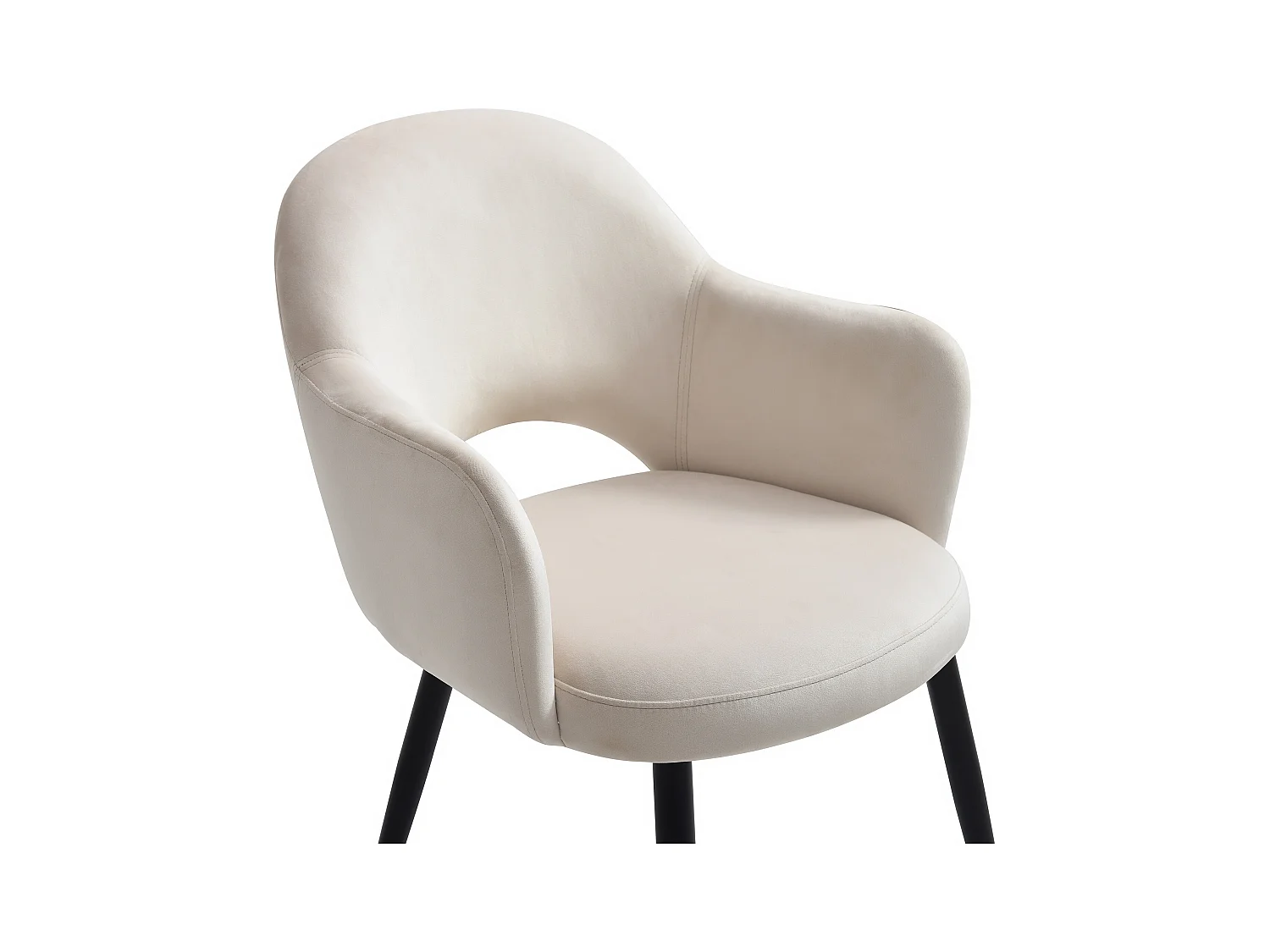 Lot de 6 chaises avec accoudoirs en velours et métal noir - Beige - ALSEY de Maison Céphy