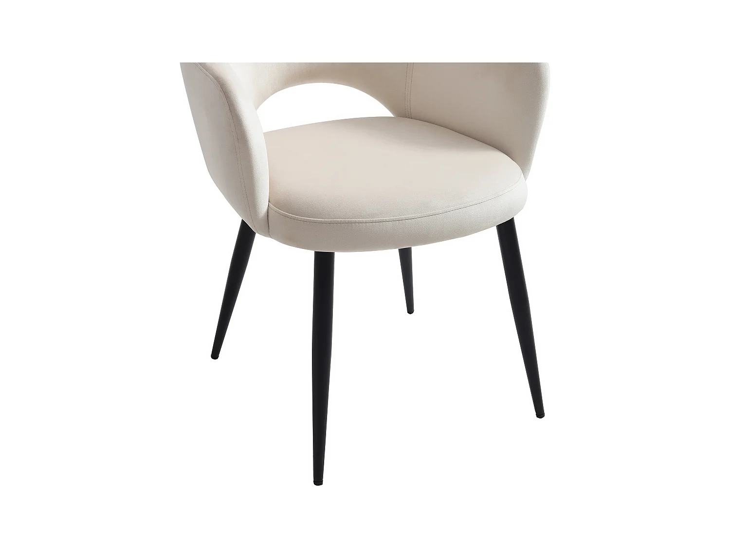Lot de 6 chaises avec accoudoirs en velours et métal noir - Beige - ALSEY de Maison Céphy