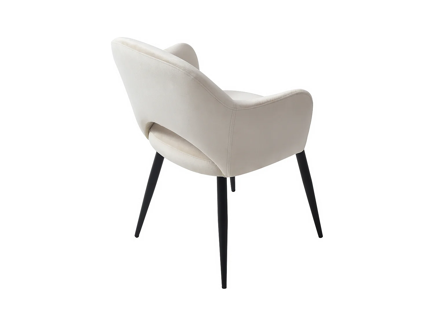 Lot de 6 chaises avec accoudoirs en velours et métal noir - Beige - ALSEY de Maison Céphy