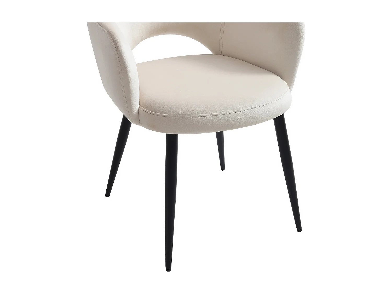 Lot de 6 chaises avec accoudoirs en velours et métal noir - Beige - ALSEY de Maison Céphy