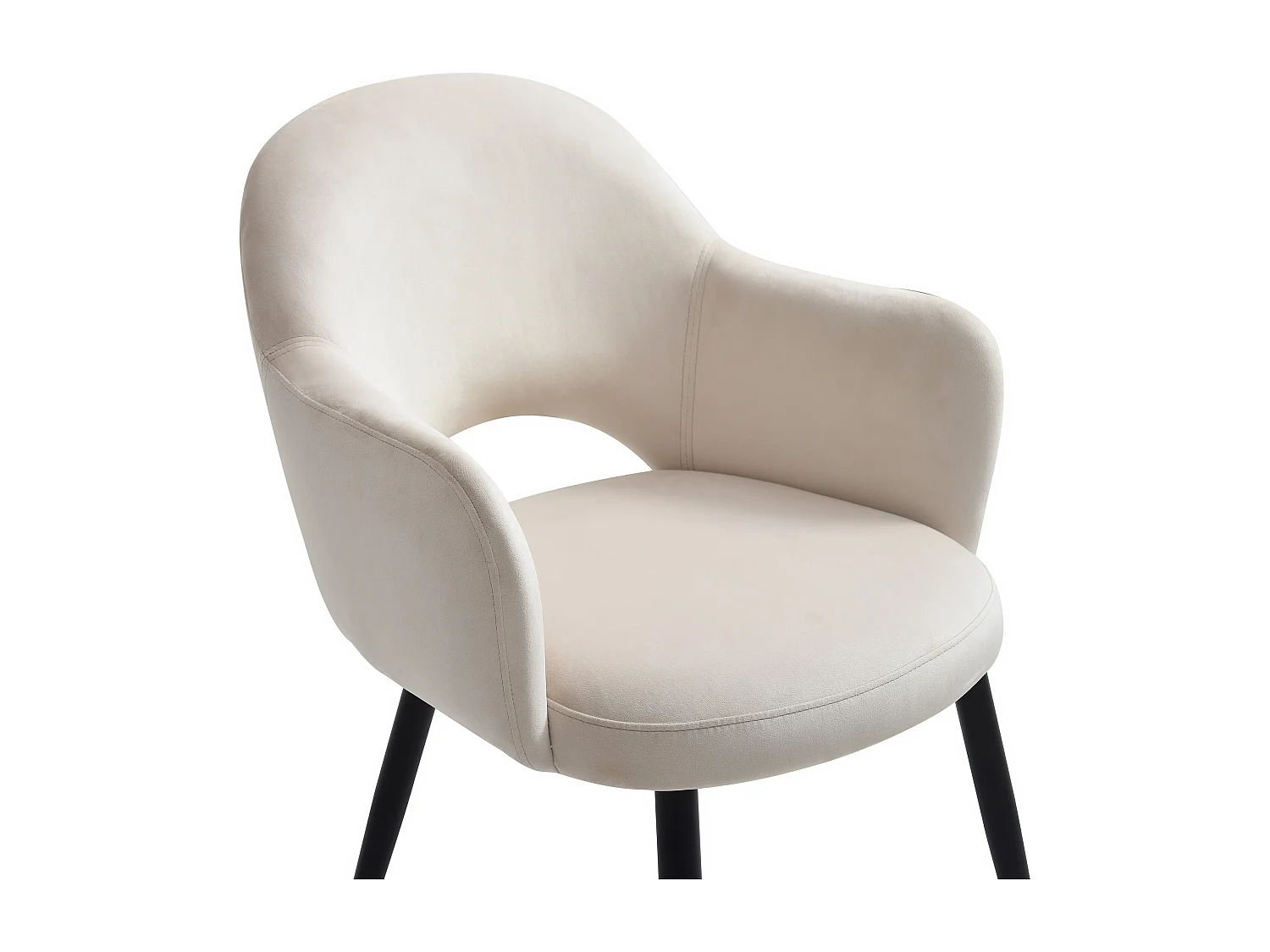 Lot de 6 chaises avec accoudoirs en velours et métal noir - Beige - ALSEY de Maison Céphy