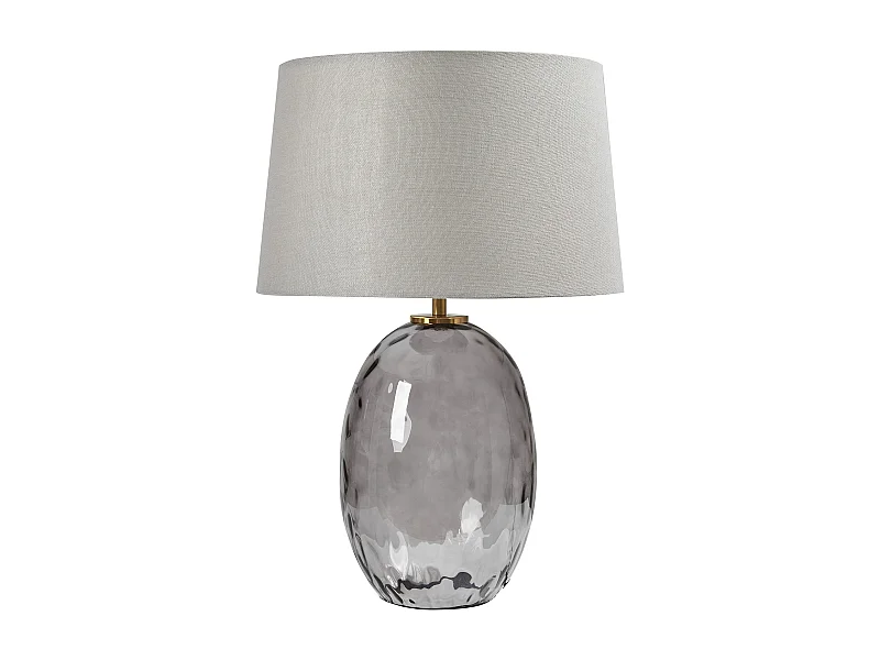 Moderne Minimalistische Nachttischlampe Glassockel Stoff Trommelschirm Grau Bonelli