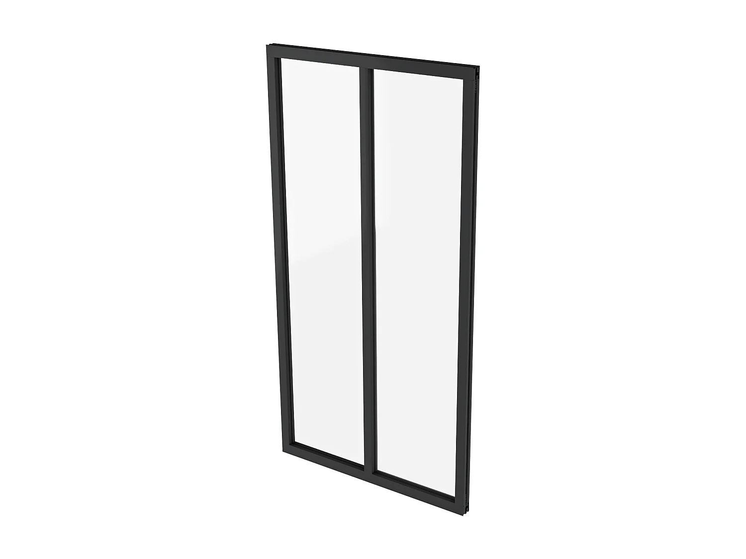 AICA Verrière Atelier en aluminium noir mat 63x108cm,Vitrage trempé 4mm,2 carreaux Verrière fixe,kit de verrière et vitrage