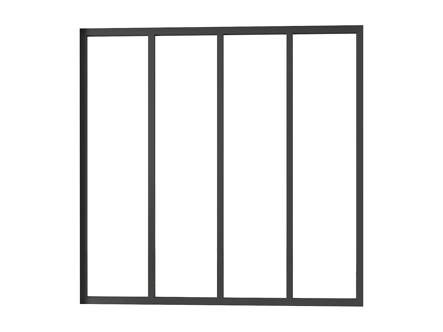 AICA Atelier-scheidingswand van matzwart aluminium 123x108cm, Gehard glas 4mm, 4 ruiten, Vaste scheidingswand, Set met scheidingswand en beglazing