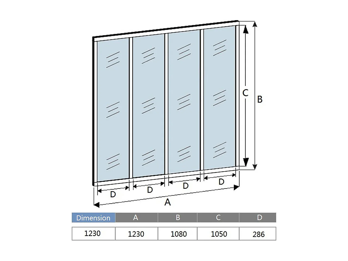 AICA Atelier-scheidingswand van matzwart aluminium 123x108cm, Gehard glas 4mm, 4 ruiten, Vaste scheidingswand, Set met scheidingswand en beglazing