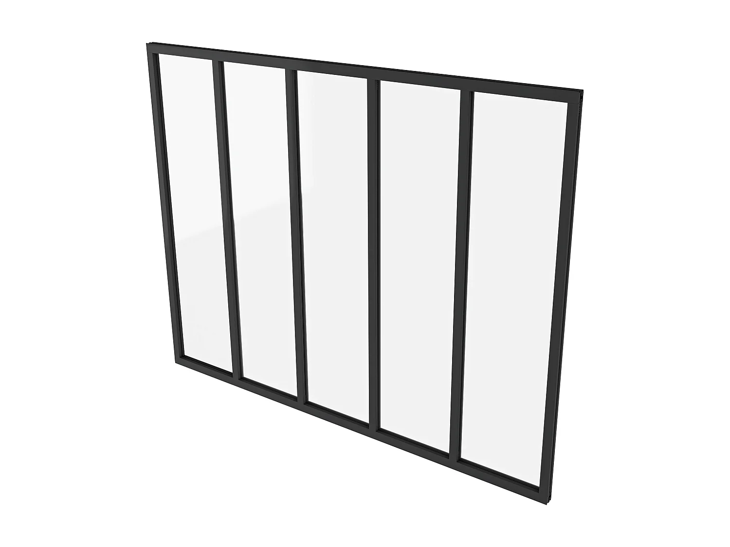 AICA Verrière Atelier en aluminium noir mat 153x108cm,Vitrage trempé 4mm,5 carreaux Verrière fixe,kit de verrière et vitrage