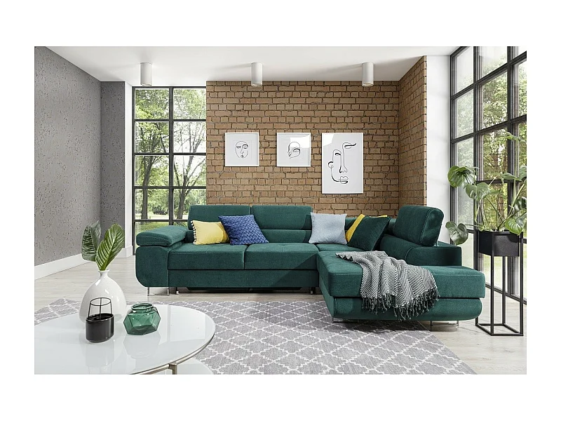 Canapé Corner Rondon R/Tissu/Vert