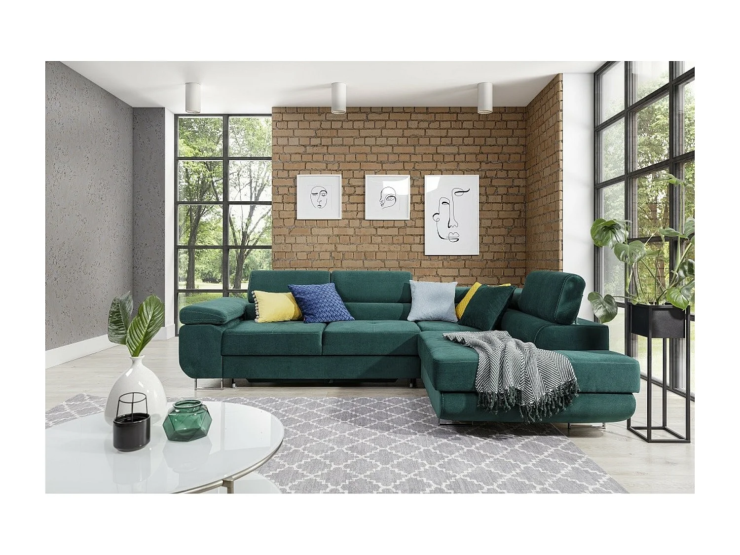 Ecksofa Rondon R/Stoffbezug/Grün