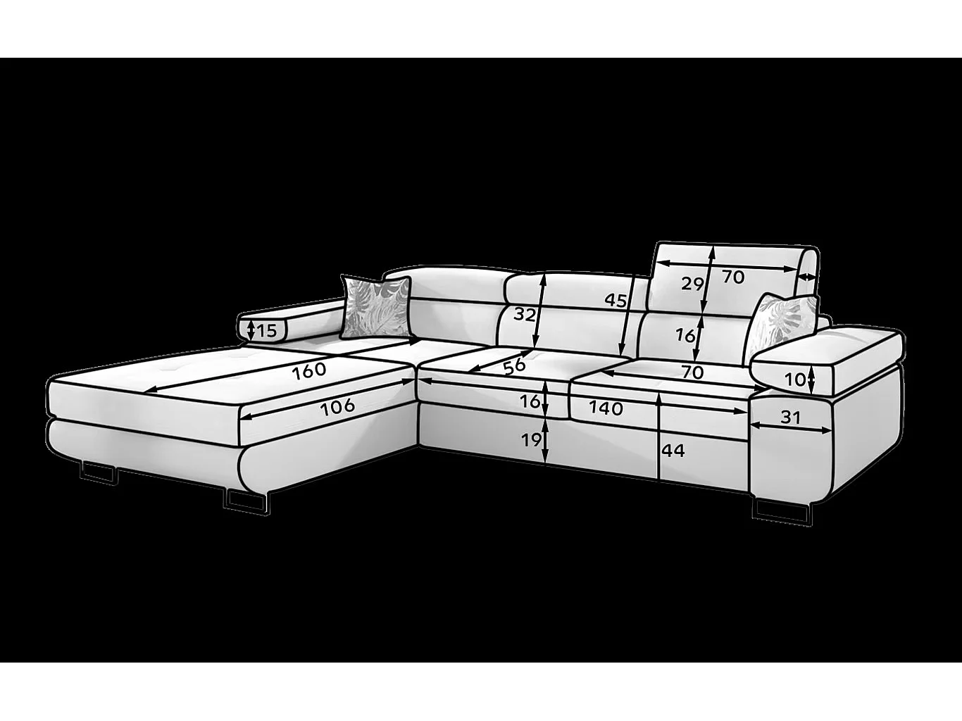 Ecksofa Rondon R/Stoffbezug/Grün