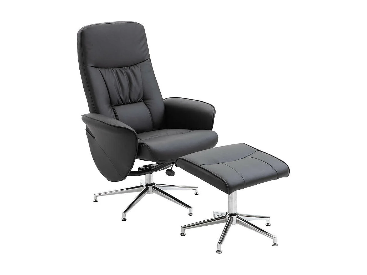 Rolf fauteuil recliner met hocker PU kunstleer zwart.