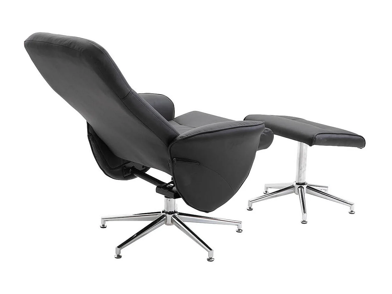 Rolf fauteuil recliner met hocker PU kunstleer zwart.