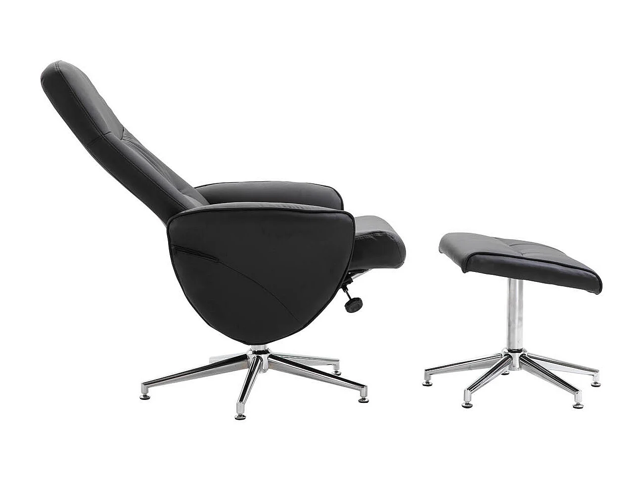 Rolf fauteuil recliner met hocker PU kunstleer zwart.