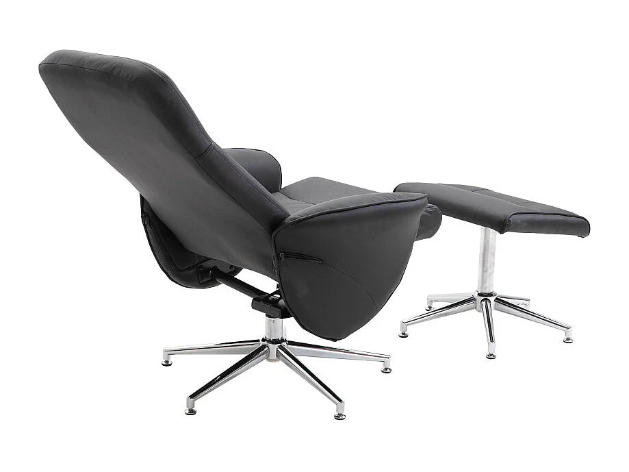 Fauteuil de Relaxation & Pouf "Rolf" 104cm Noir