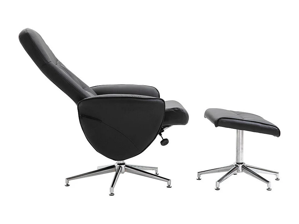 Fauteuil de Relaxation & Pouf "Rolf" 104cm Noir