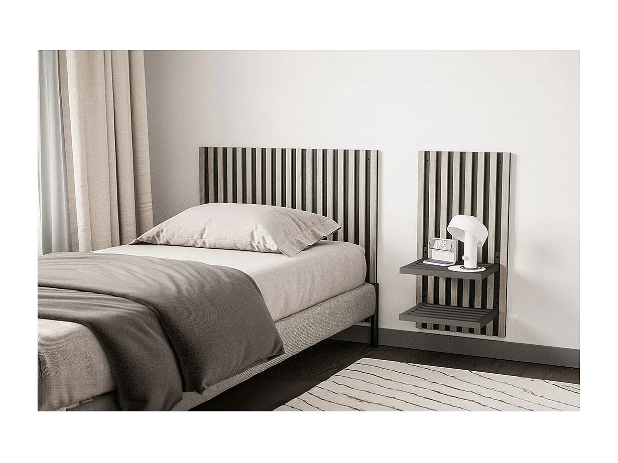 Caen Nachttisch 1 Regal für Wandpaneel schwarz.