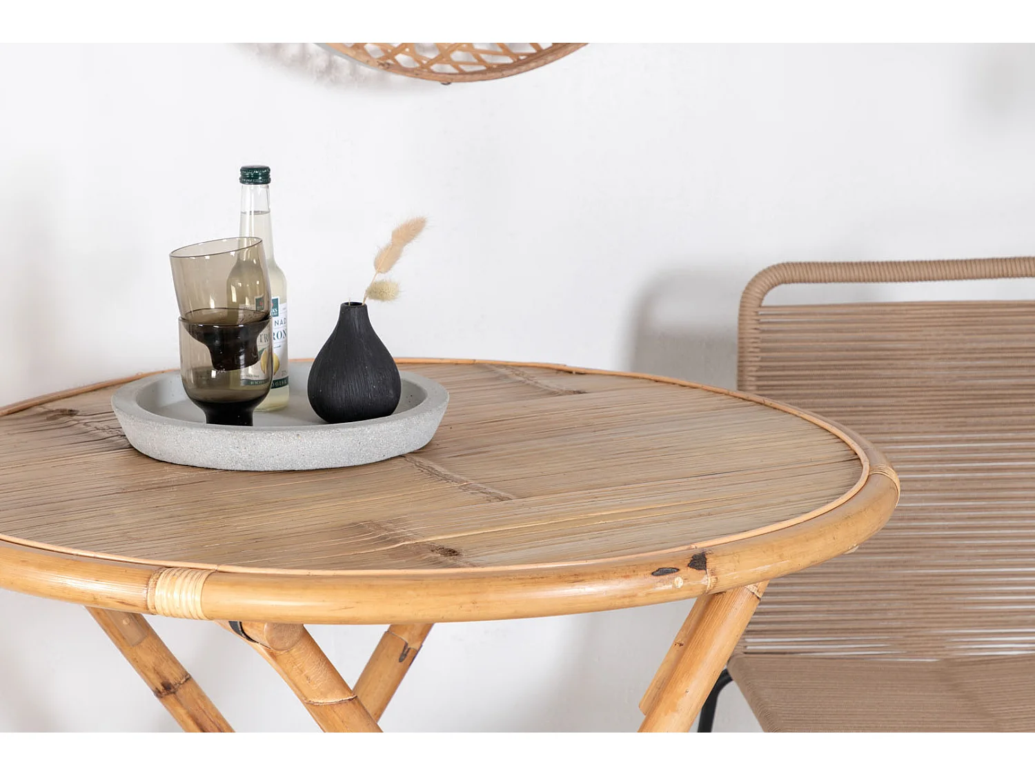 Table de Jardin "Cane" 80cm Naturel