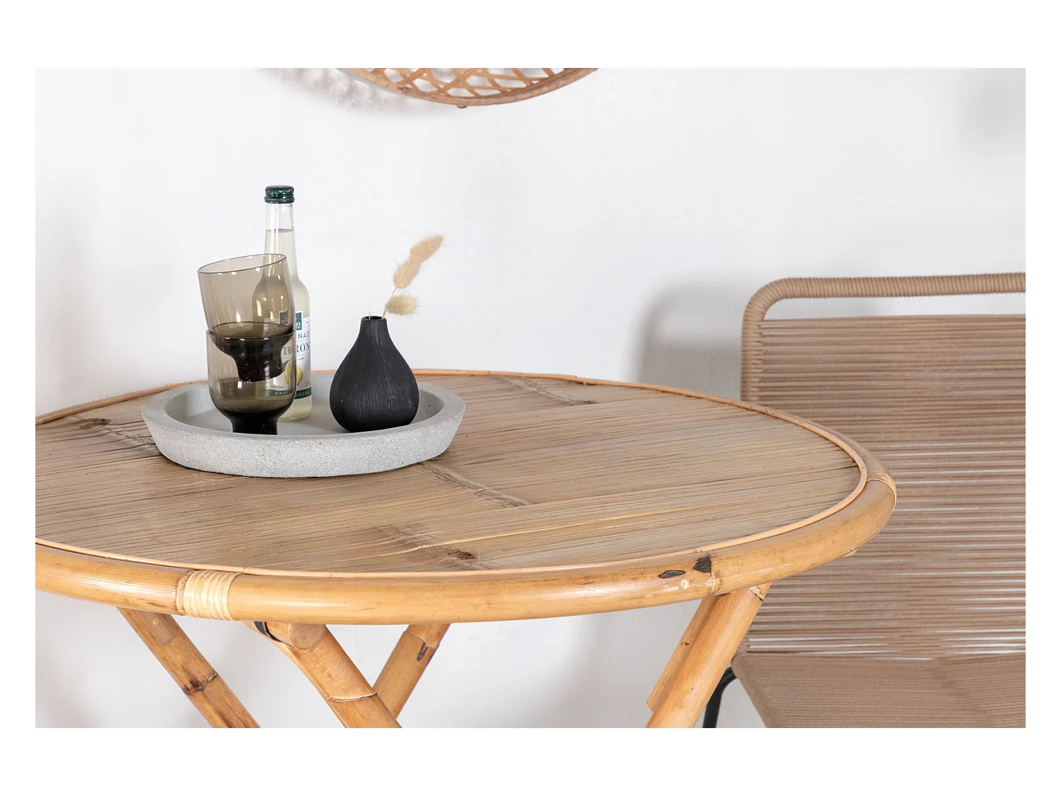 Table de Jardin "Cane" 80cm Naturel