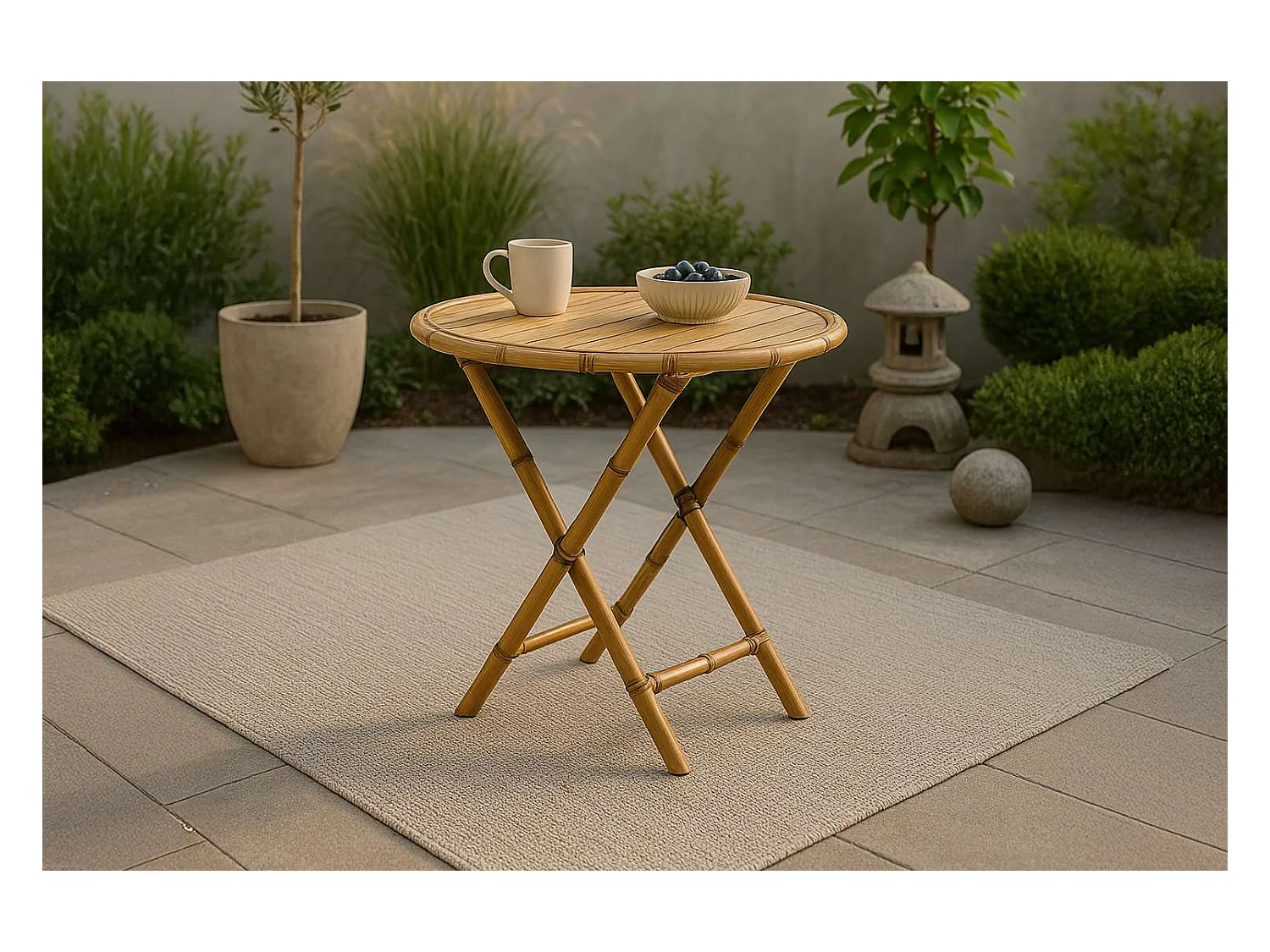 Table de Jardin "Cane" 80cm Naturel