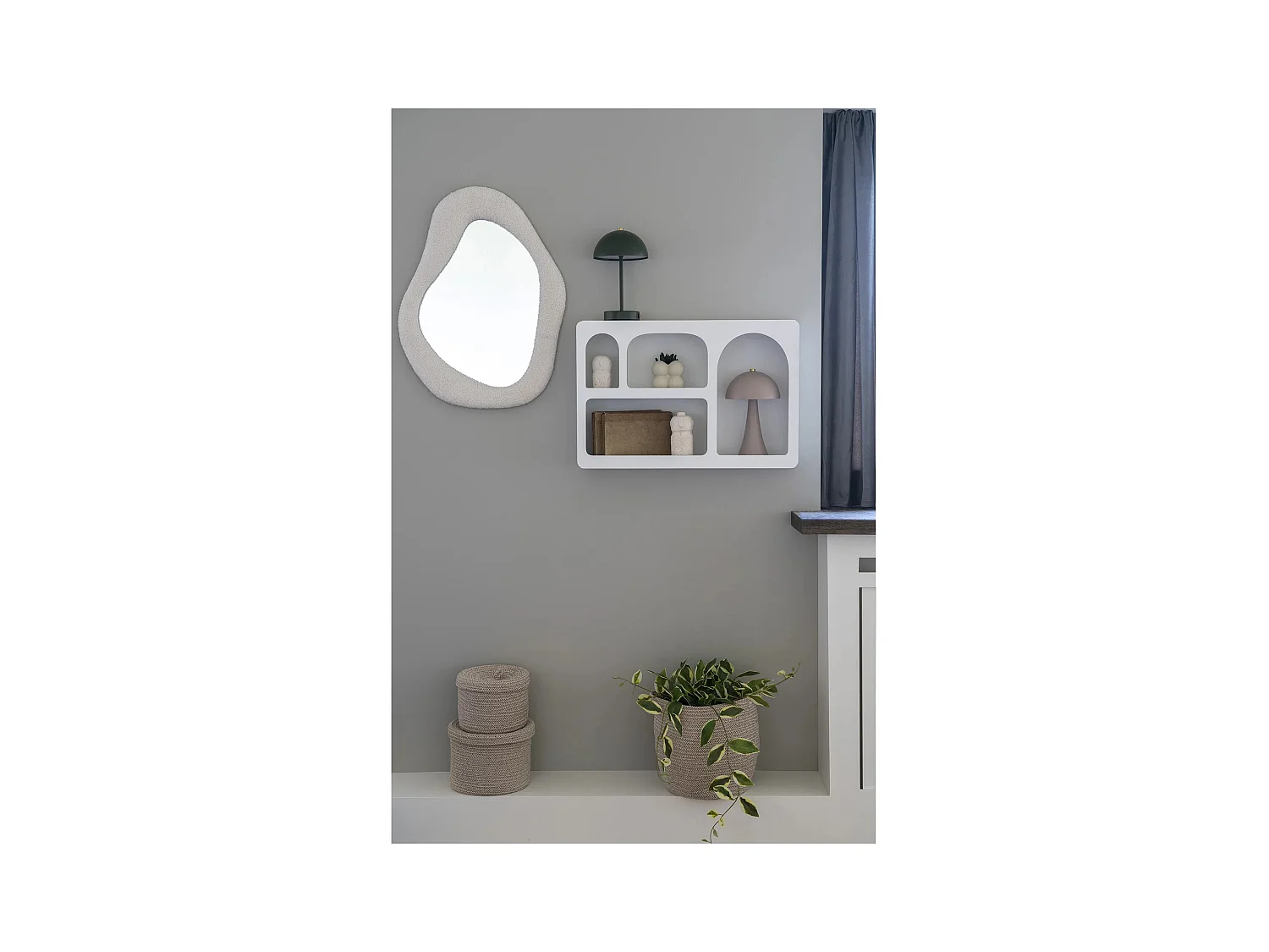 Espejo moderno de felpa BOSA – Ancho 46,5 × Alto 61 cm