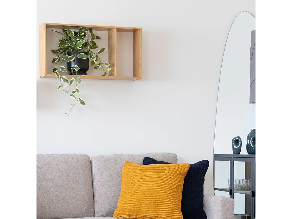 Ember - Etagère murale 2 niches en bambou L70cm - Bois clair