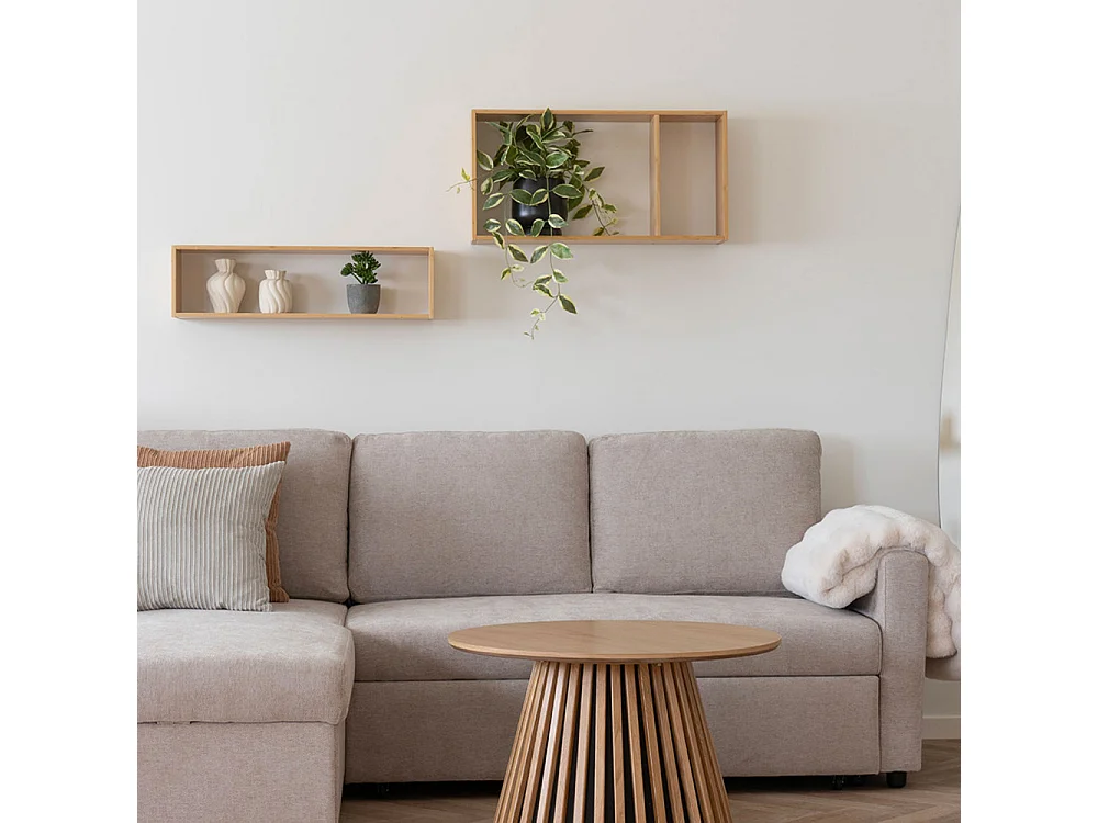 Ember - Etagère murale 2 niches en bambou L70cm - Bois clair