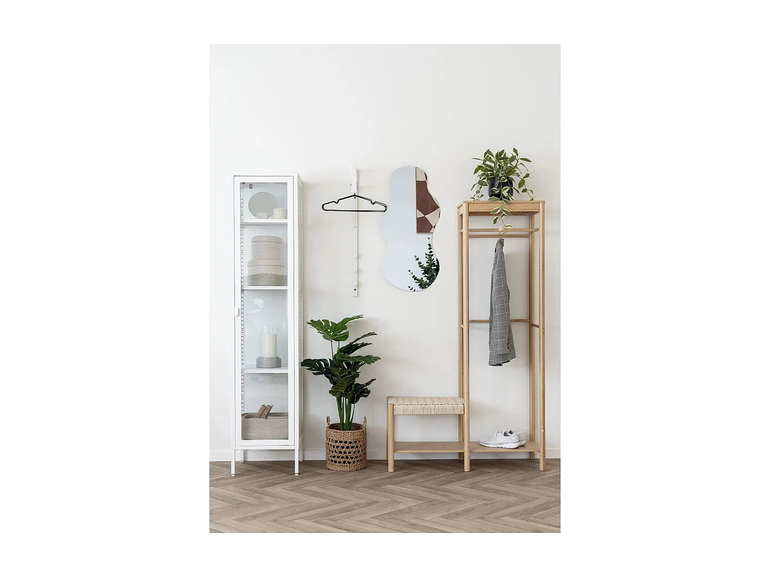 Vestiaire d’entrée BIZA – Bambou & corde tressée – Style bohème-scandinave