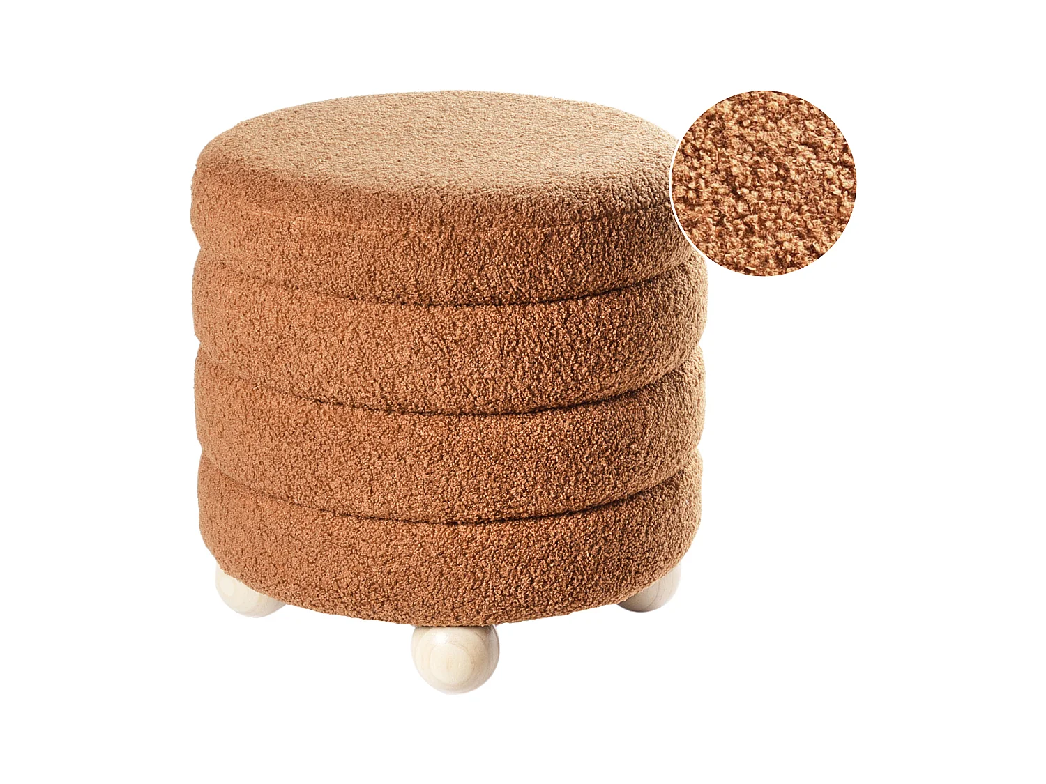 Puf CHILLY Boucle Złoty brąz 42 cm 42 cm 41 cm