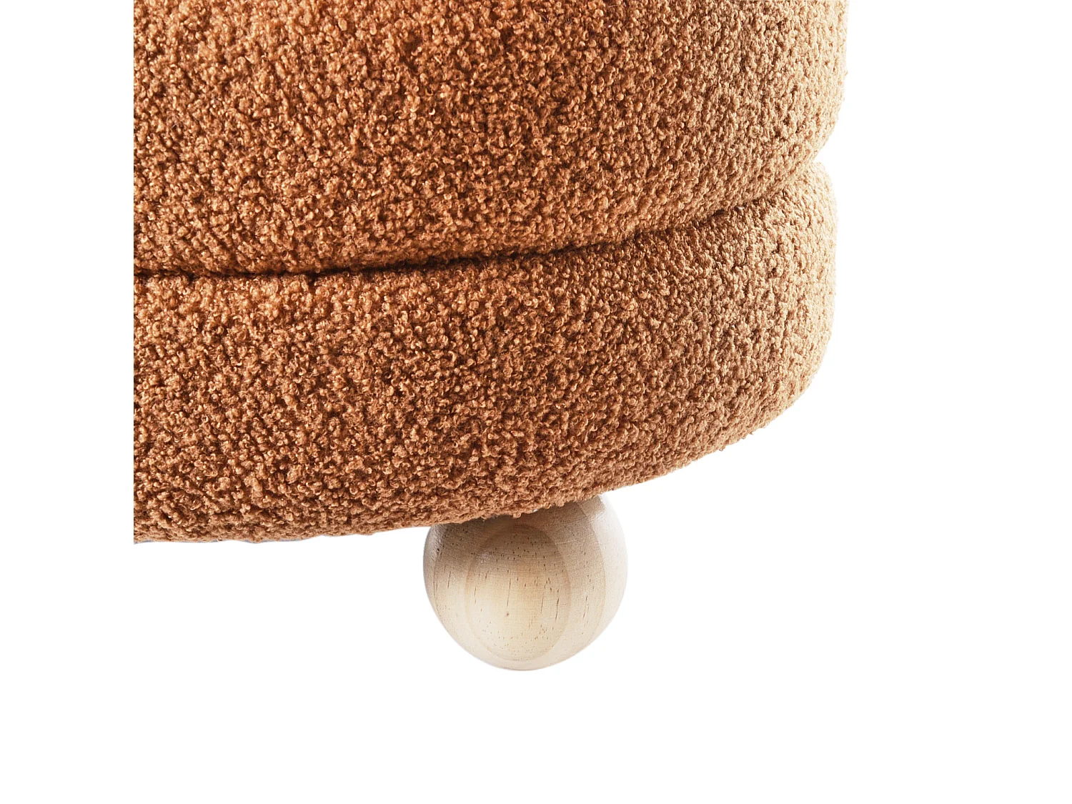 Pouf CHILLY Bouclé Marron doré 42 cm 42 cm 41 cm