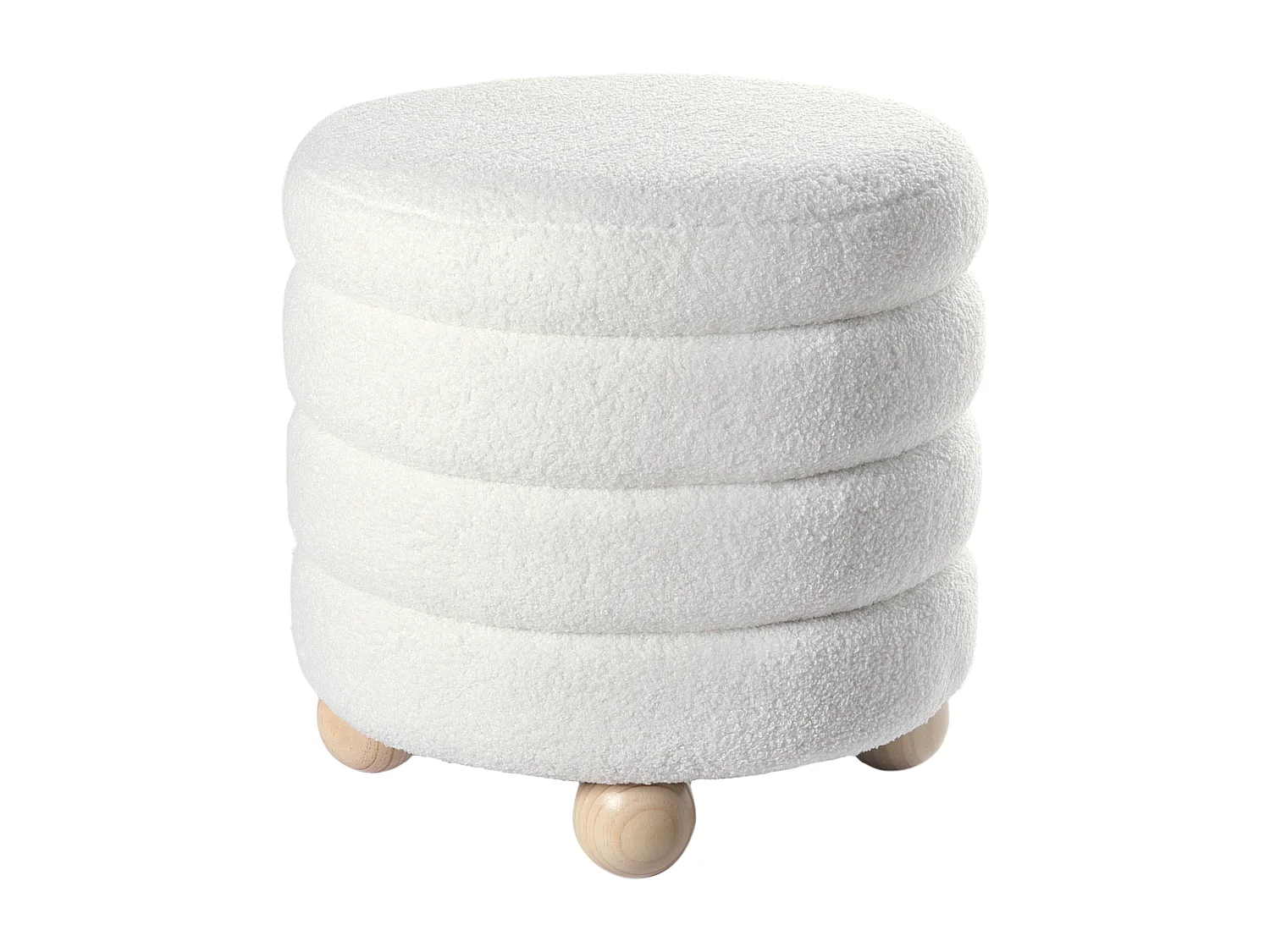 Pufe CHILLY Bouclé Branco creme 42 cm 42 cm 41 cm