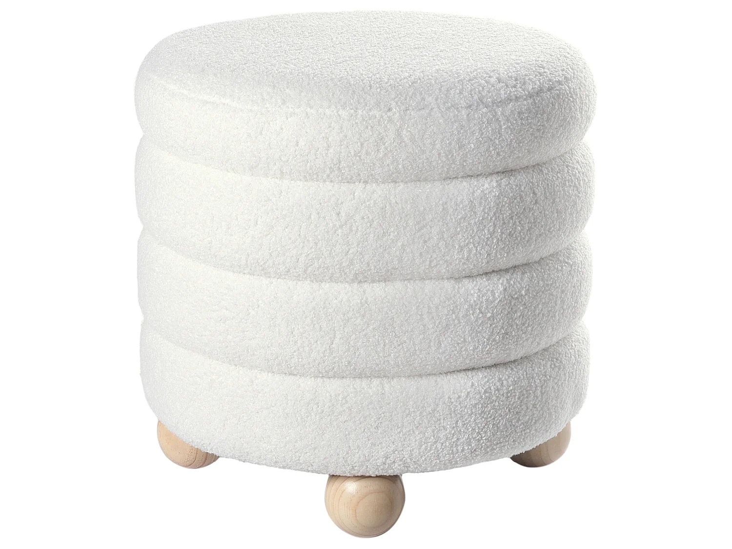 Pufe CHILLY Bouclé Branco creme 42 cm 42 cm 41 cm