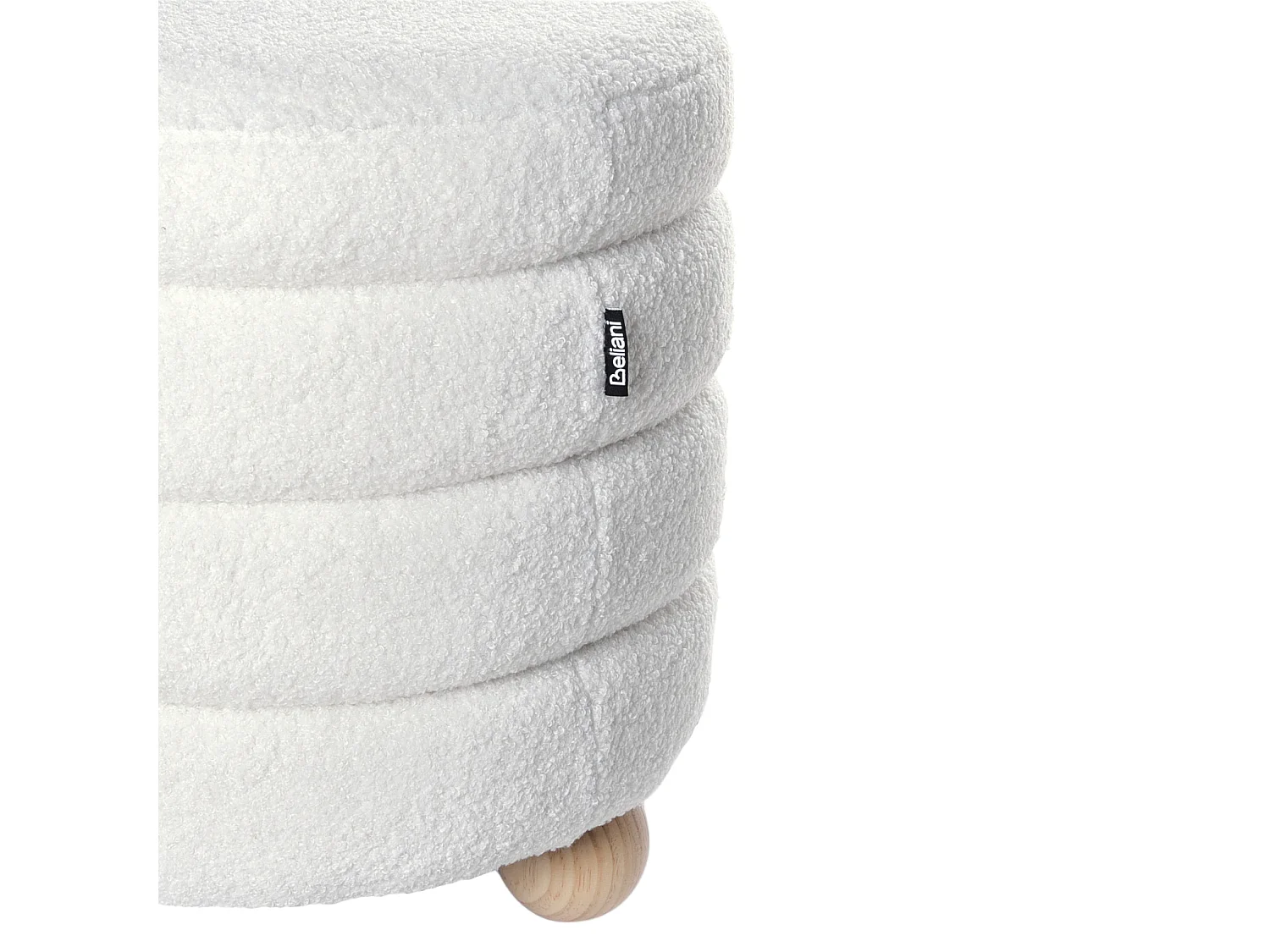 Pufe CHILLY Bouclé Branco creme 42 cm 42 cm 41 cm