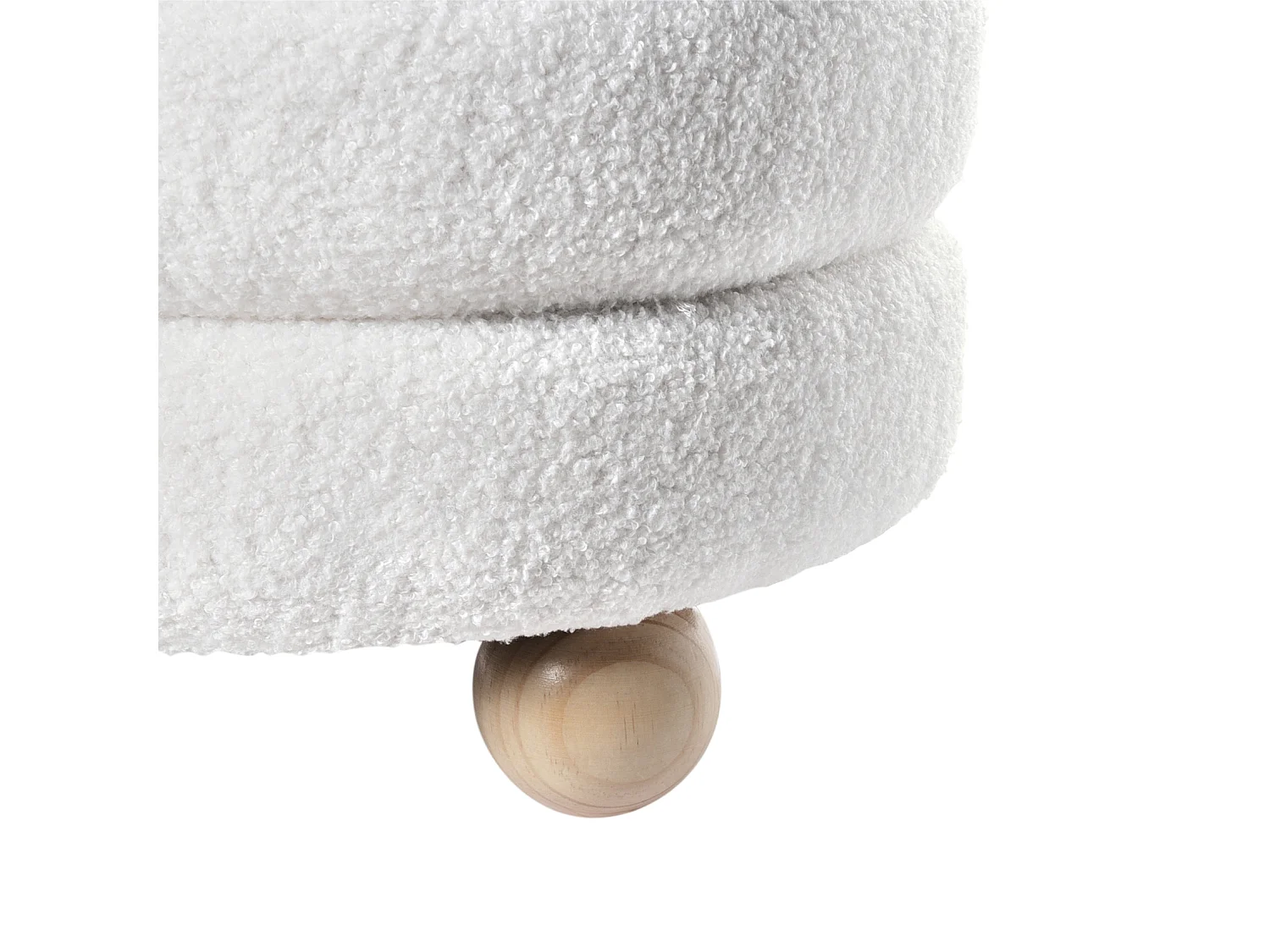 Pufe CHILLY Bouclé Branco creme 42 cm 42 cm 41 cm