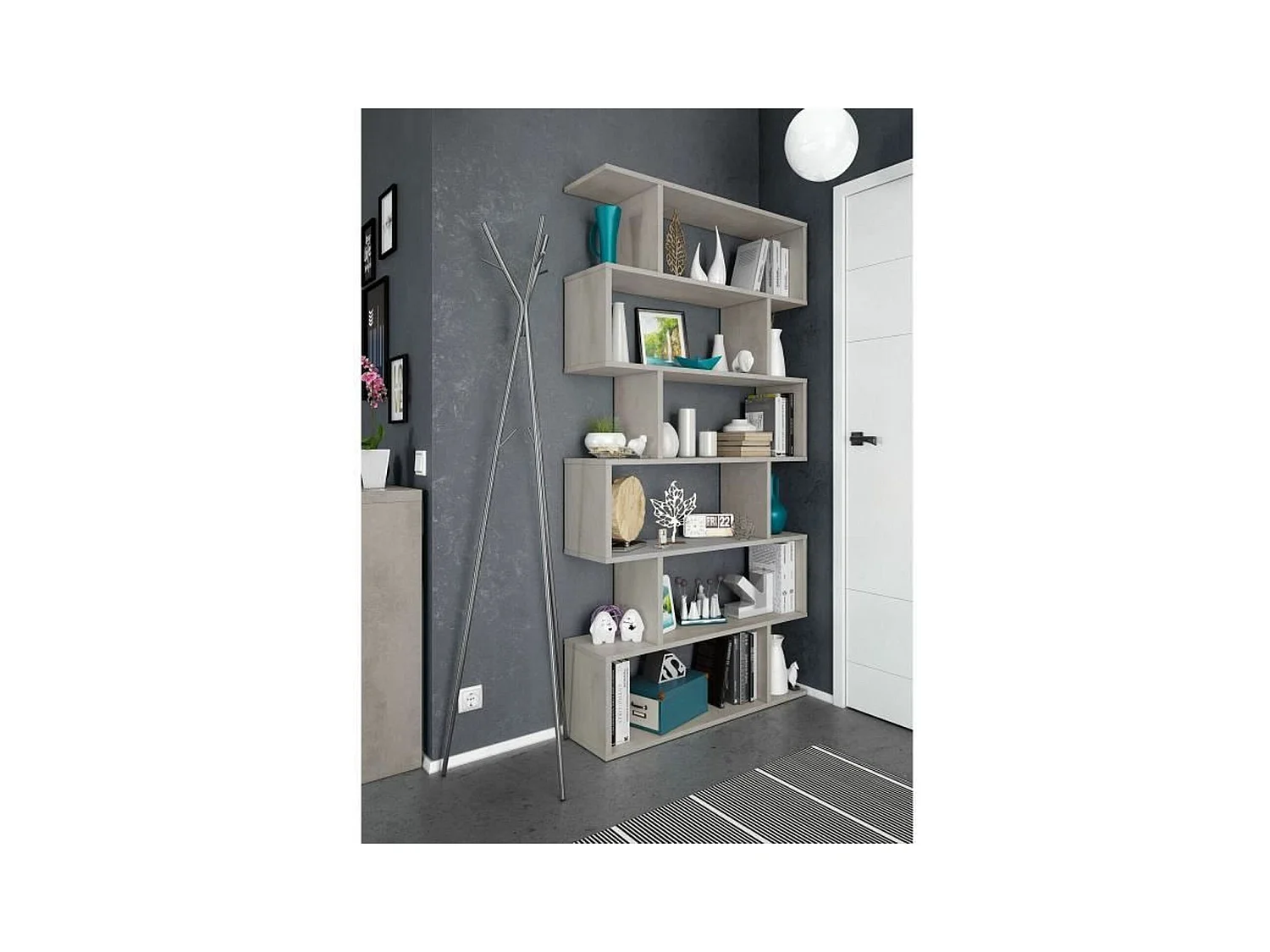 Librería ATHENA - Gris hormigón - 6 nichos - 192 x 80 x 24 cm