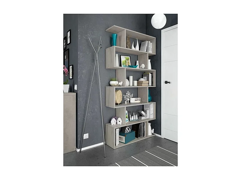 Librería ATHENA - Gris hormigón - 6 nichos - 192 x 80 x 24 cm