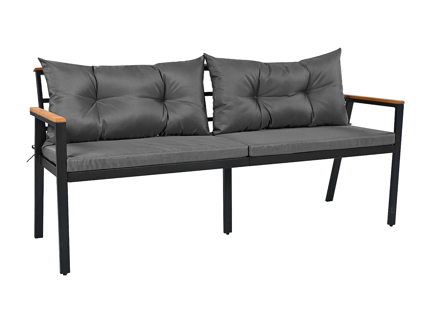 Ensemble de salle à manger de jardin pour 6 personnes - 4 fauteuils - 1 table - 2 tabourets - fer galvanisé - tissu déhoussable et lavable - gris