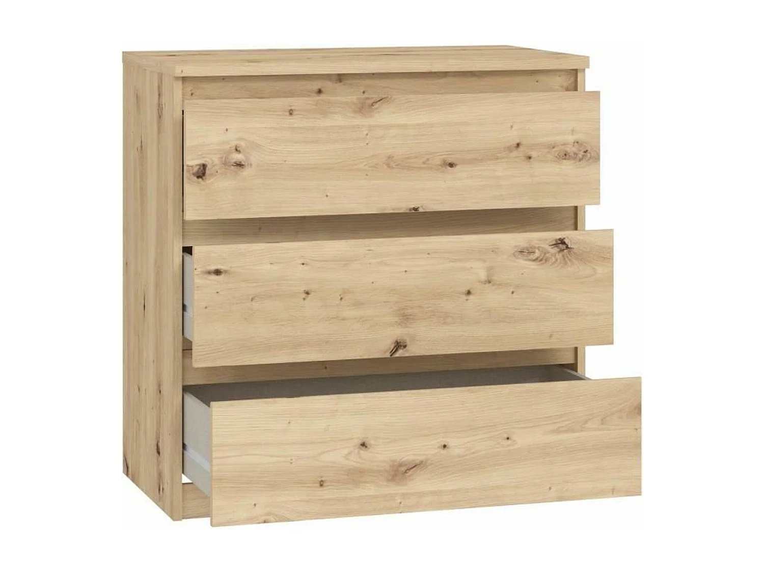 Commode CHELSEA 3 tiroirs - 77,2 x 42 x 79,9 cm - chêne artisan