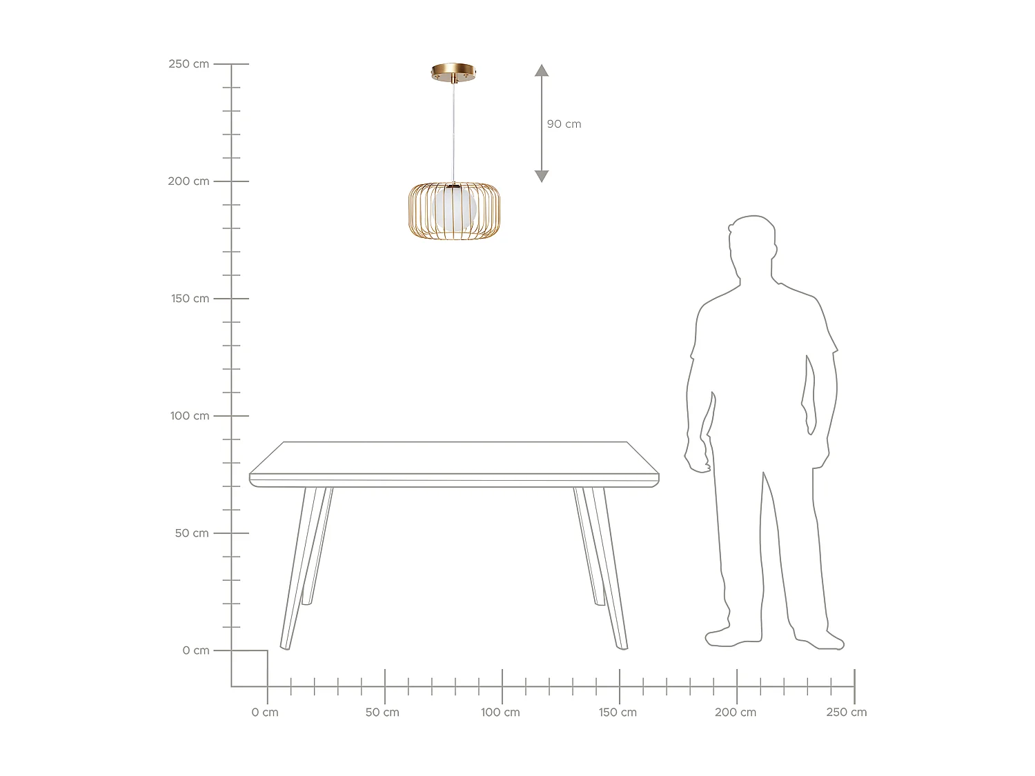Lampe suspension BAIROA Métal Doré