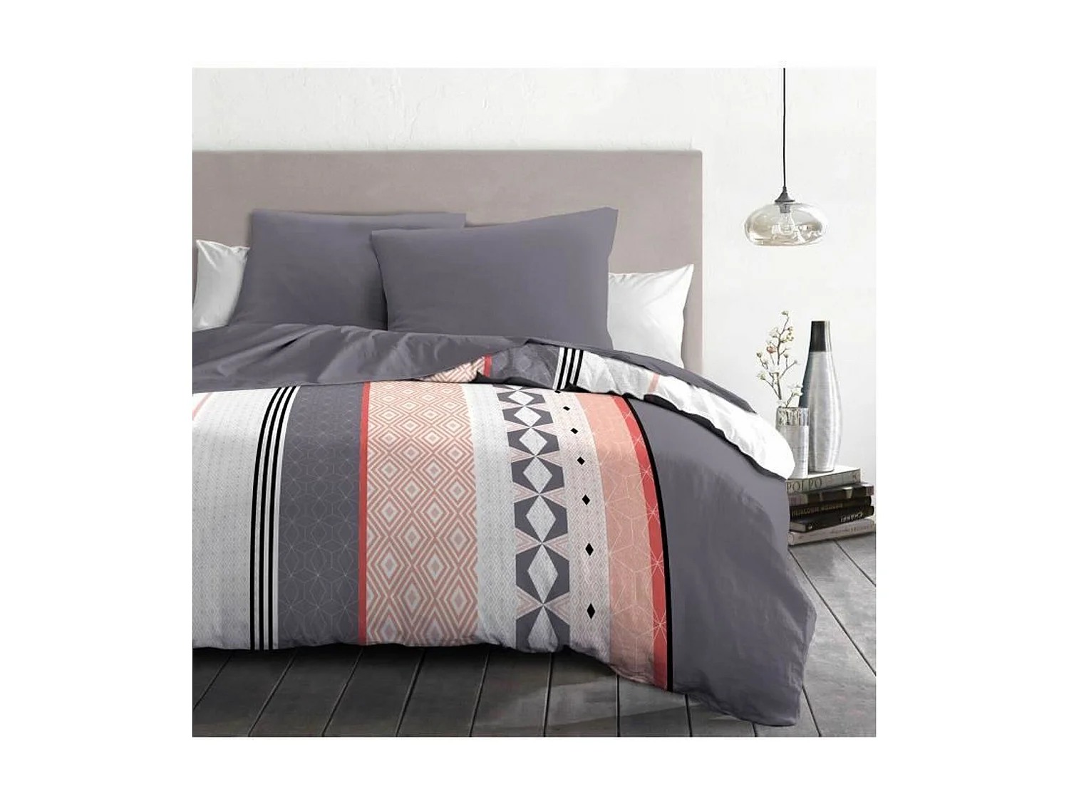 Parure de couette microfibre - 1 housse de couette 220 x 240 cm + 2 taies d'oreiller 63 x 63 cm - Bleu