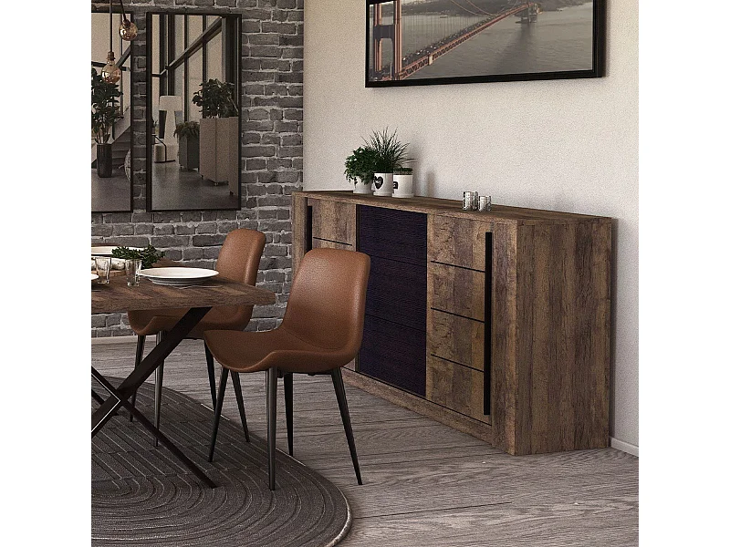 Enfilade 3 tiroirs et 2 portes coulissantes L206 cm - MALA