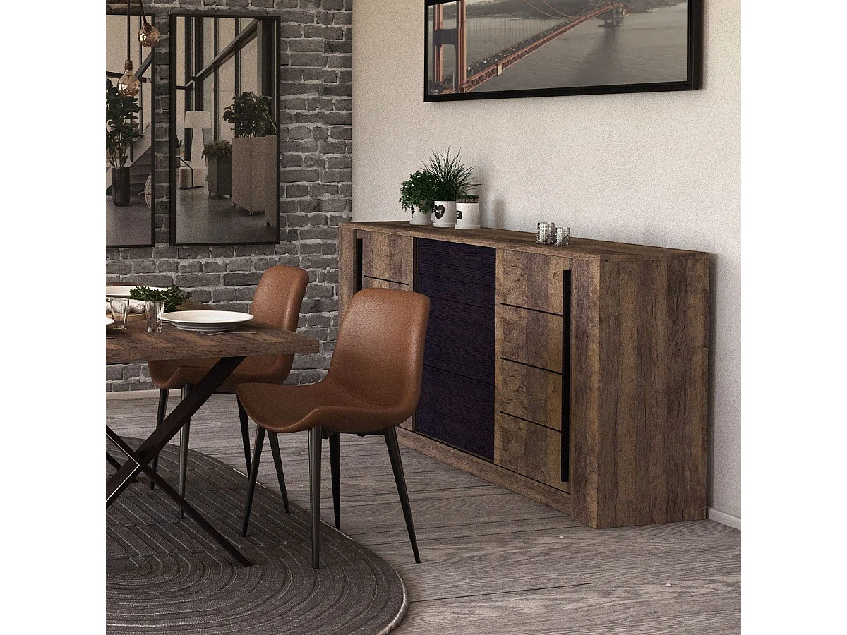 Enfilade 3 tiroirs et 2 portes coulissantes L206 cm - MALA