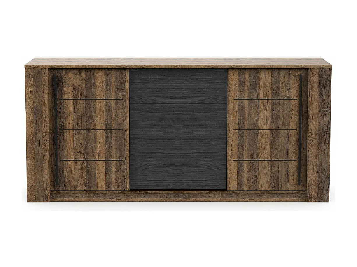 Enfilade 3 tiroirs et 2 portes coulissantes L206 cm - MALA