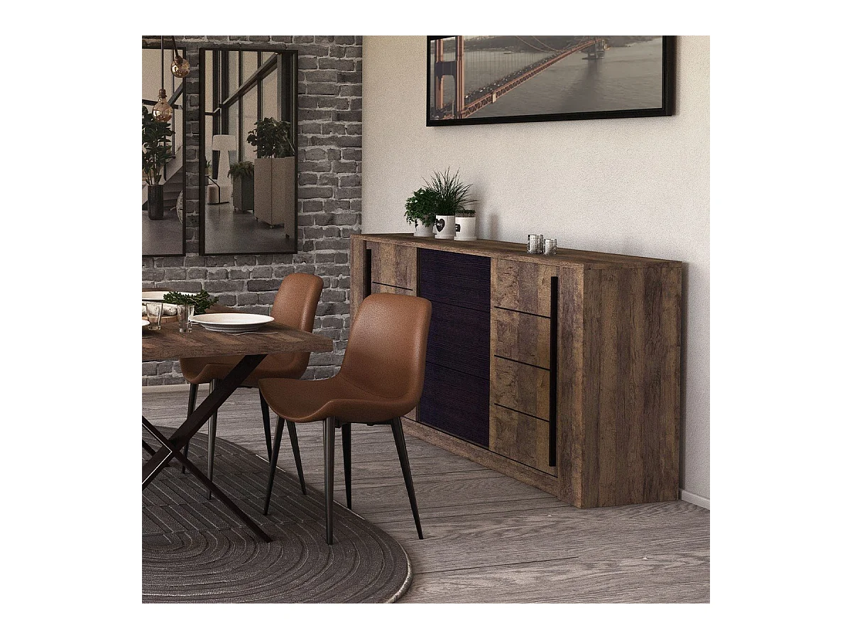 Enfilade 3 tiroirs et 2 portes coulissantes L206 cm - MALA