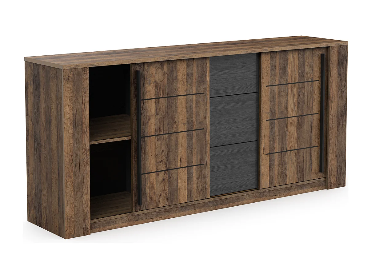 Enfilade 3 tiroirs et 2 portes coulissantes L206 cm - MALA