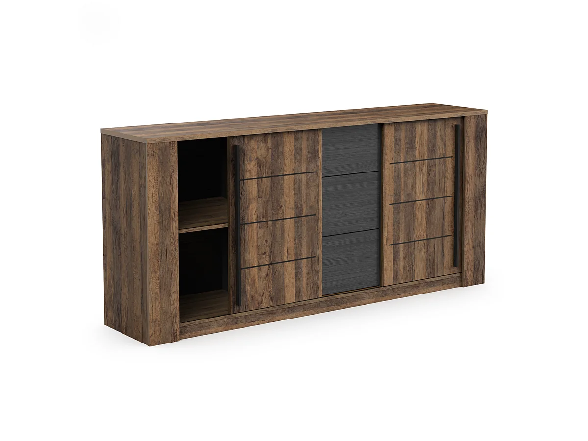 Enfilade 3 tiroirs et 2 portes coulissantes L206 cm - MALA