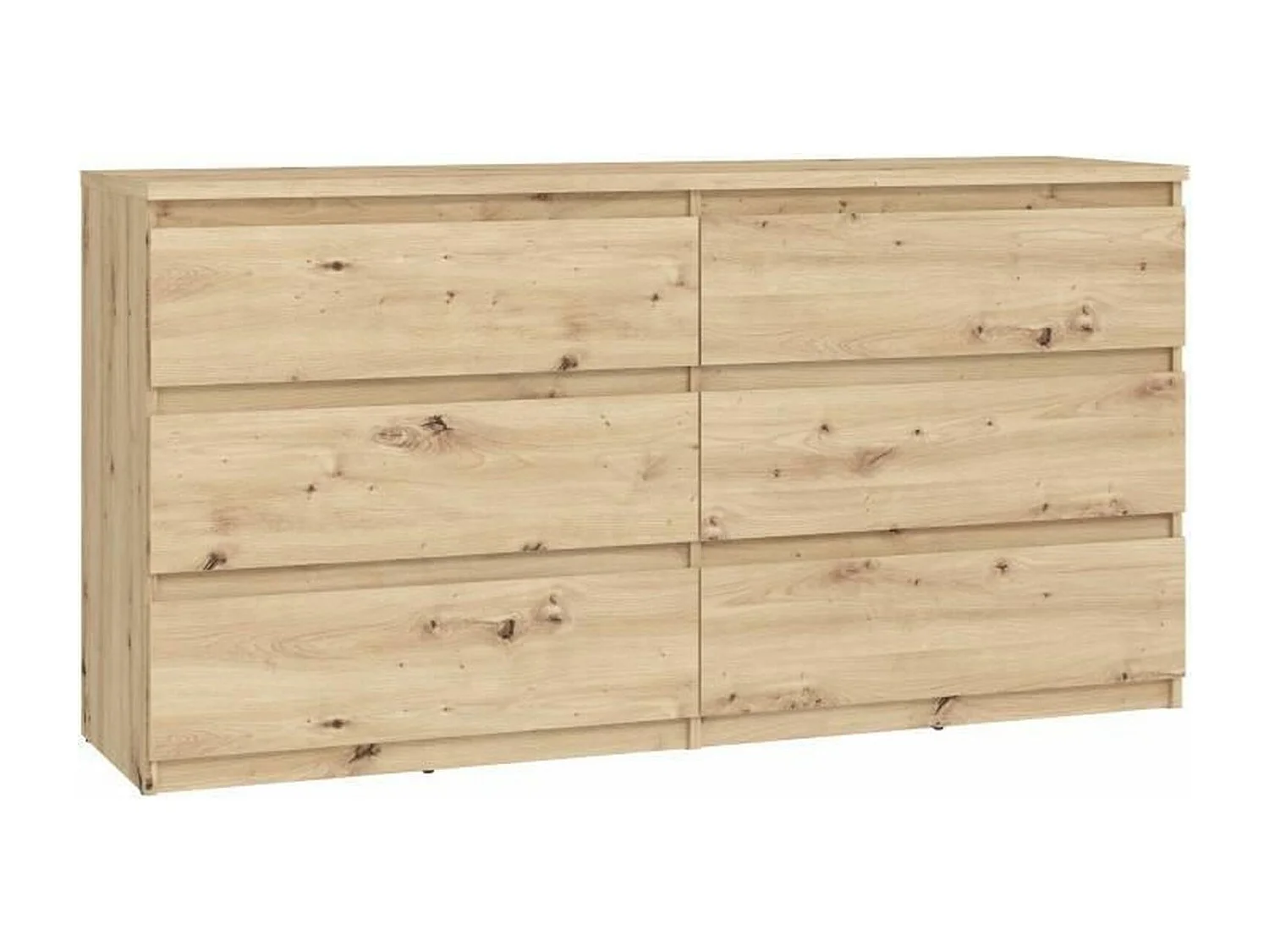 Commode CHELSEA 6 tiroirs - 154 cm x 42,2 x 79,9 - chêne artisan